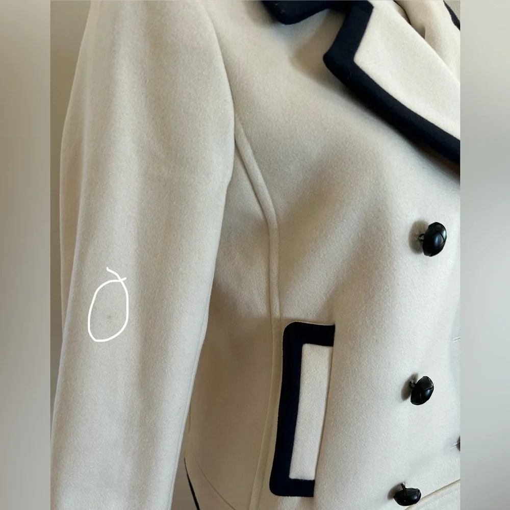J. Crew Nello Gori Wool Peacoat 10 Double Breasted Off White Navy Blue / Black - Picture 9 of 11
